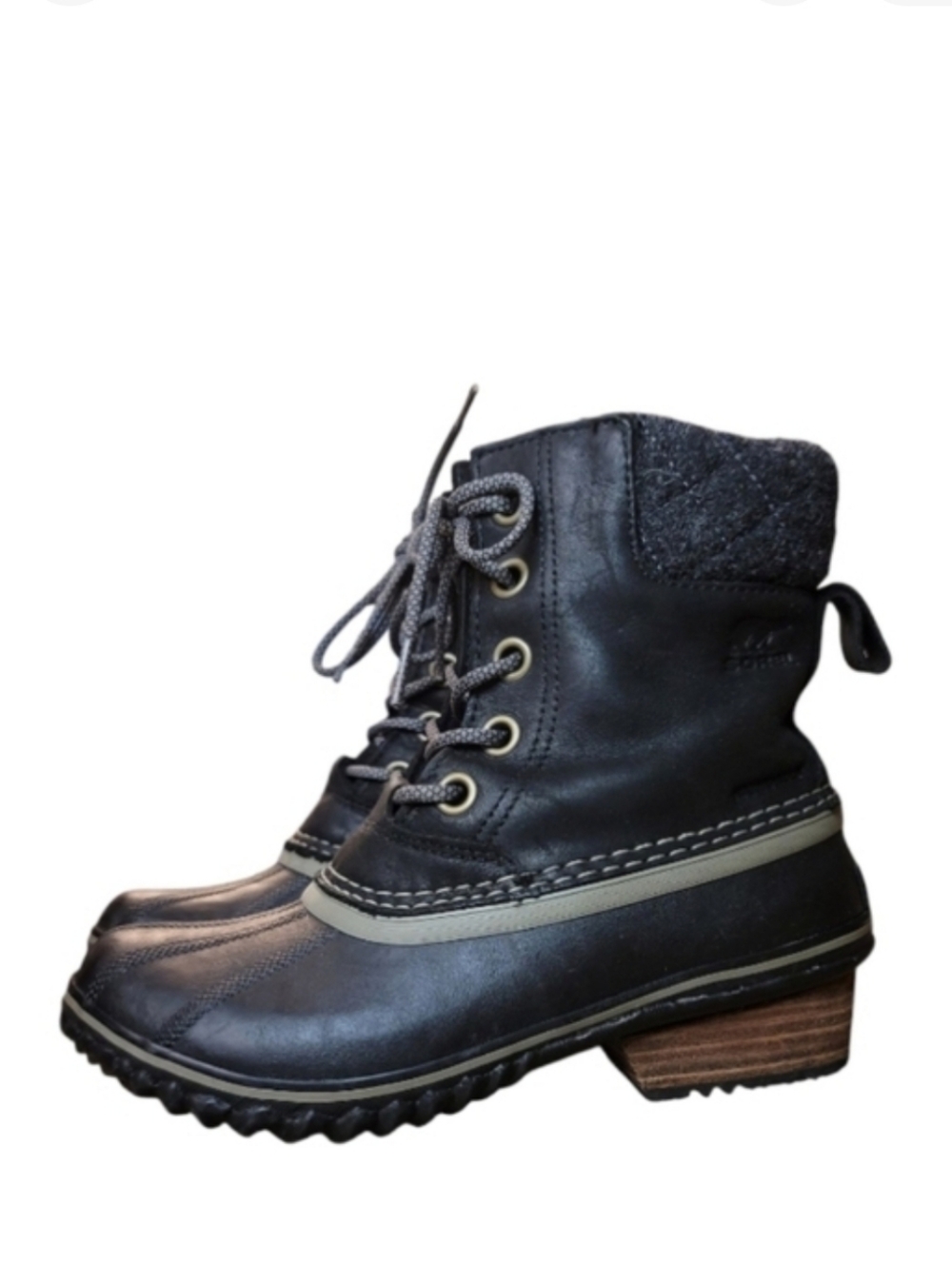 Sorel Slimpack Lace Ii Black Weatherproof Duck Boot Size 6.5